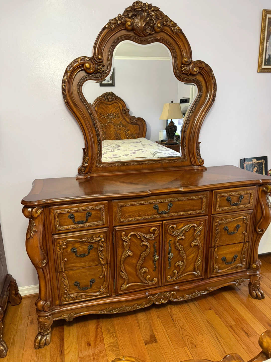 Brown Wood Dresser with Mirror - photo 3