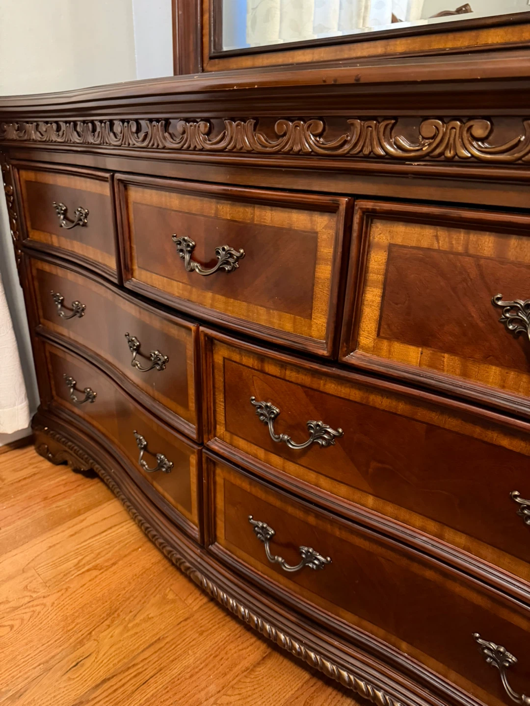Chestnut Brown Wooden Dresser with Mirror - photo 3