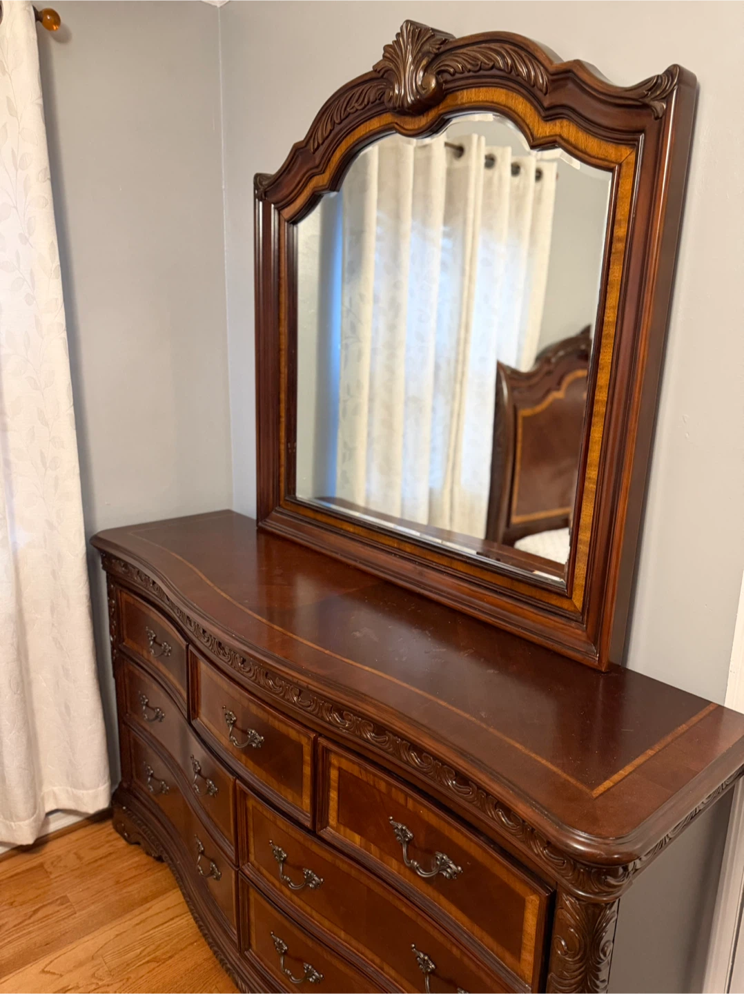 Chestnut Brown Wooden Dresser with Mirror - photo 2