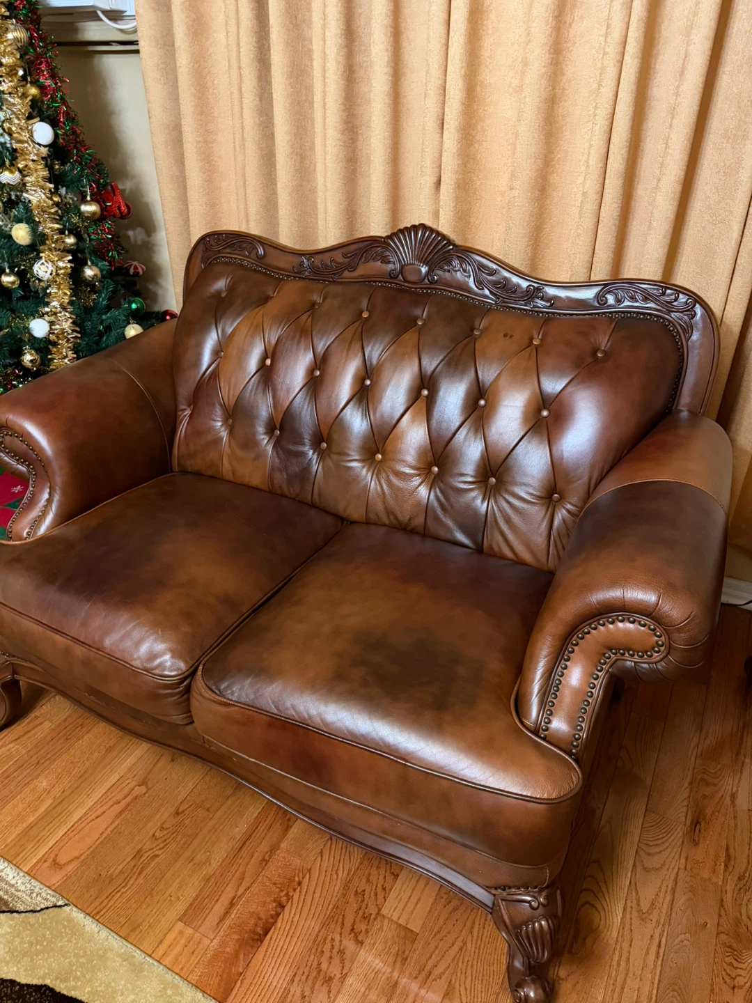 Brown Leather Loveseat - photo 2
