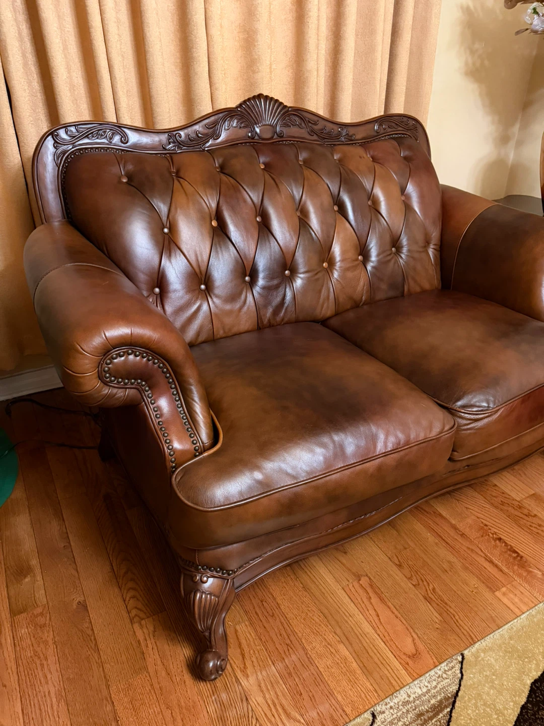 Brown Leather Loveseat - photo 3