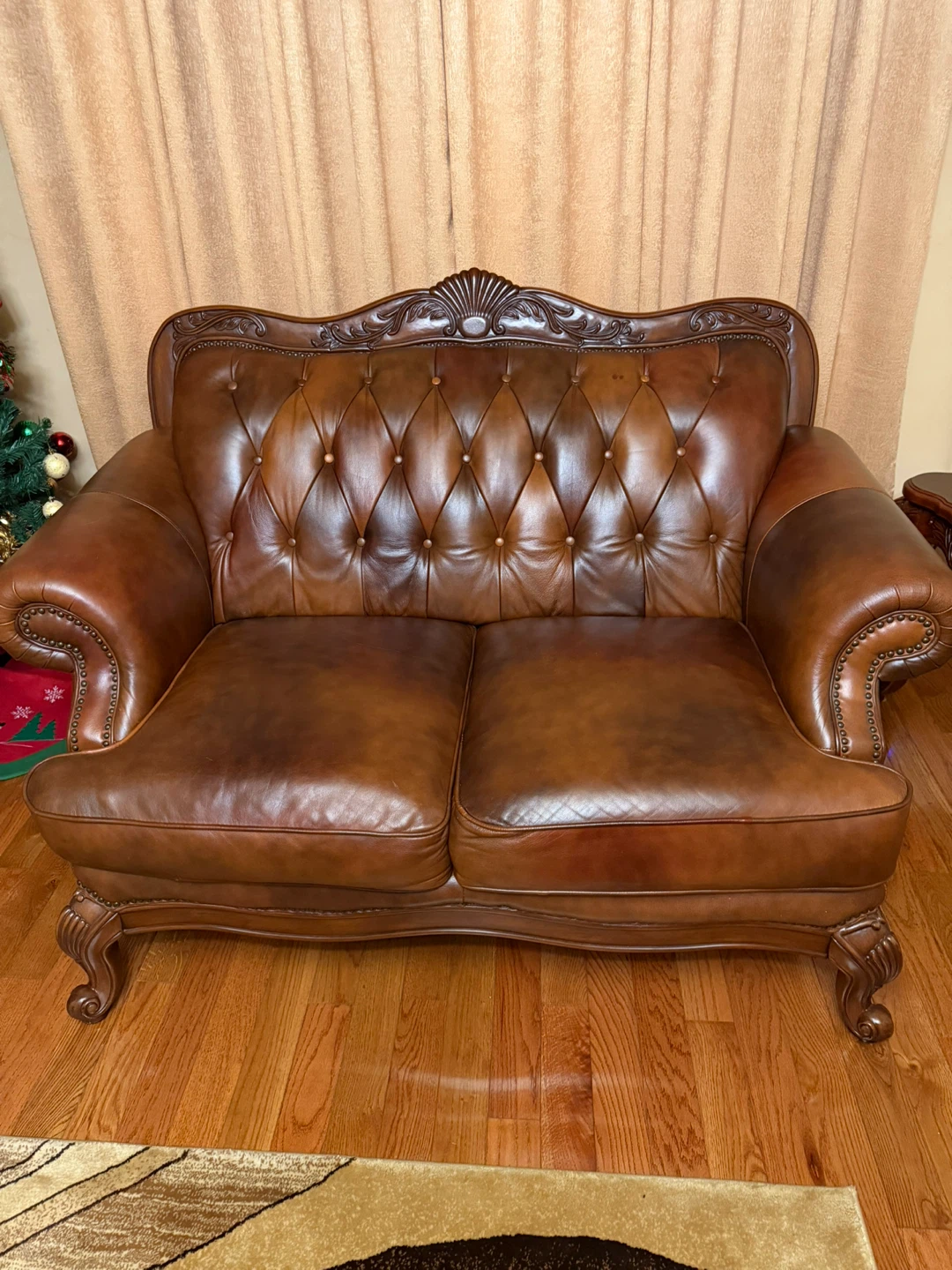 Brown Leather Loveseat