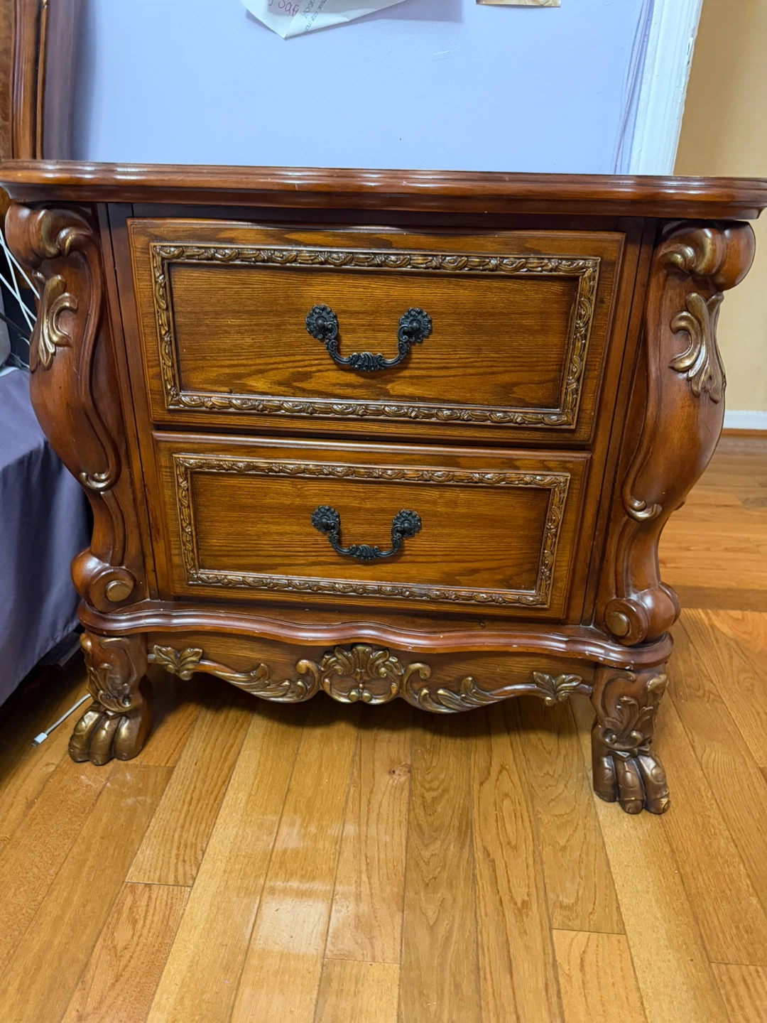 Wooden Nightstand - Two Drawers