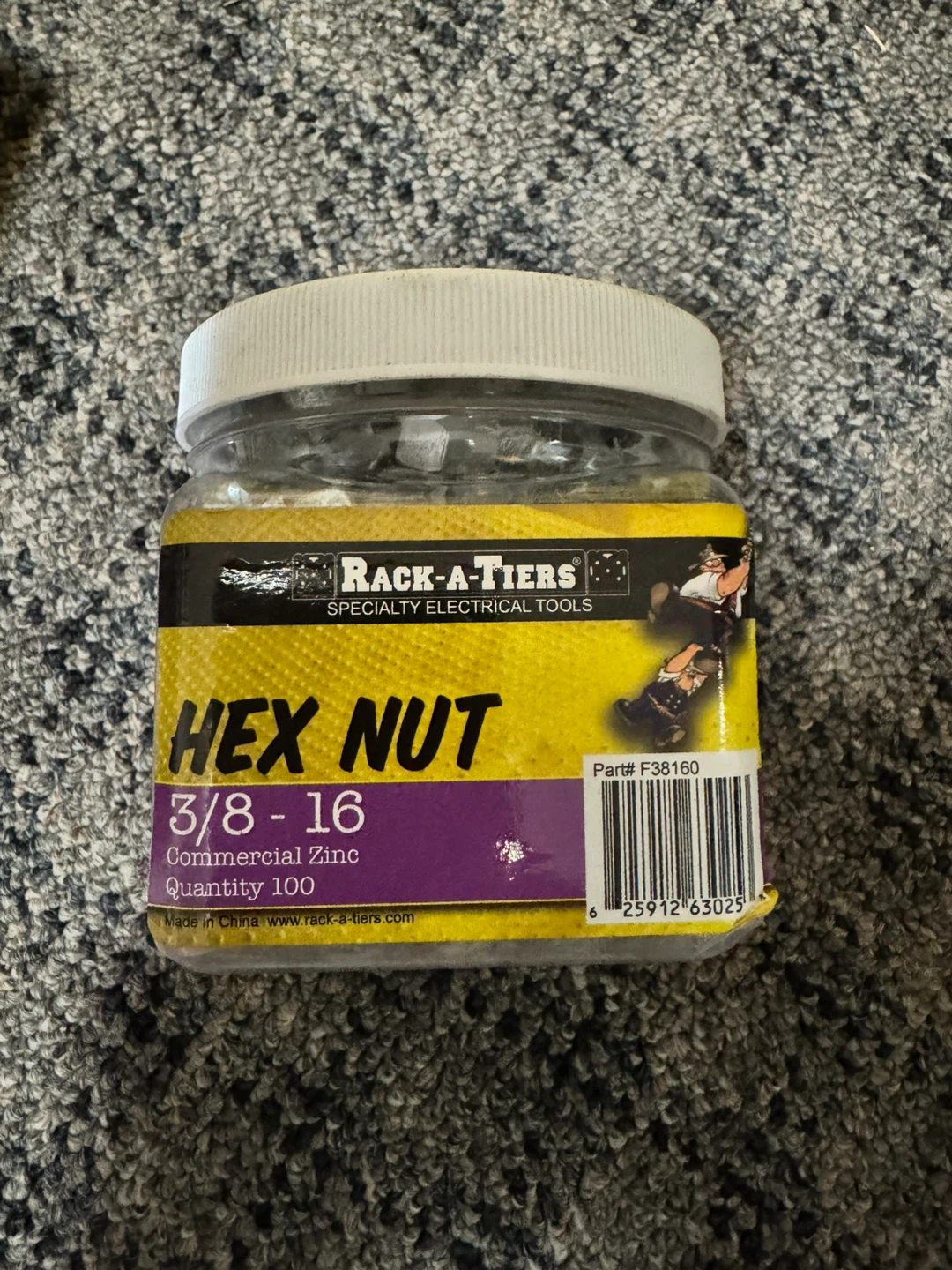 Rack-A-Tiers Hex Nut 3/8-16 Commercial Zinc
