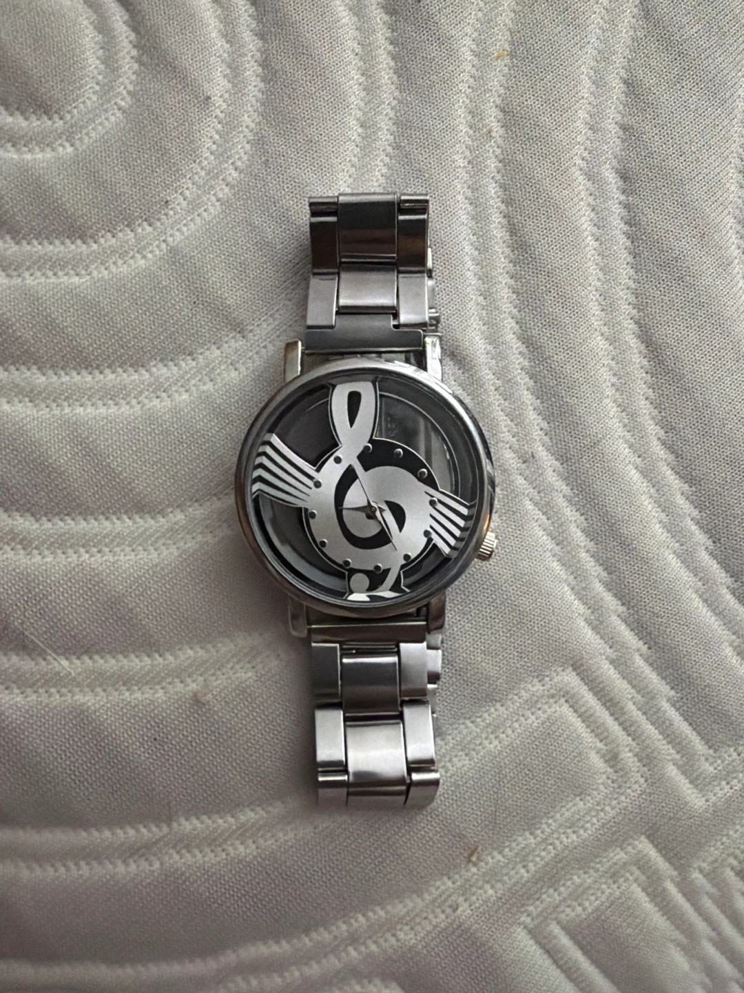 Unique Silver Tone Musical Note Watch - photo 2