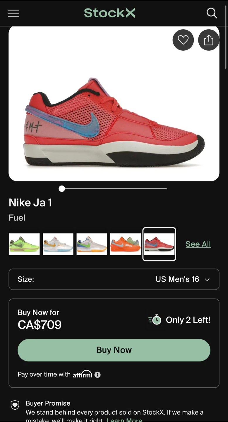 Nike Ja 1 Fuel - US Men's 8.5