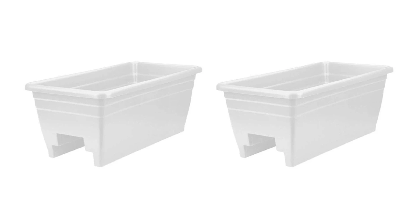 White Plastic Balcony Planter - Set of 2