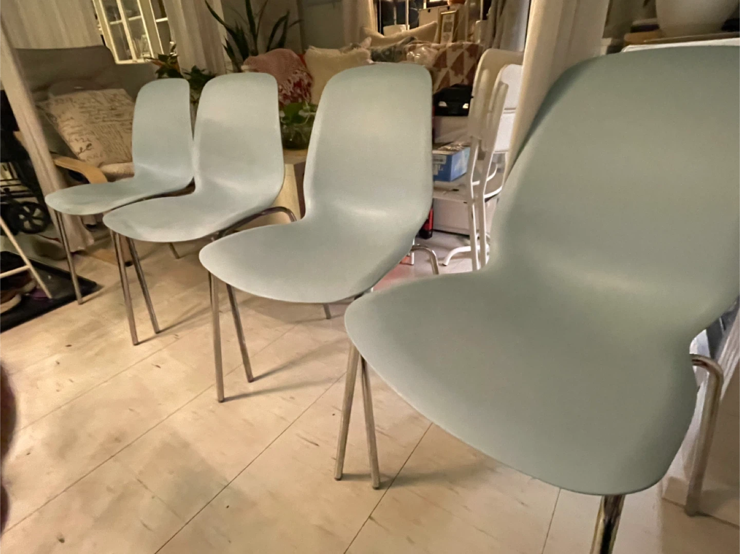 Set of 4 Light Blue Dining Chairs