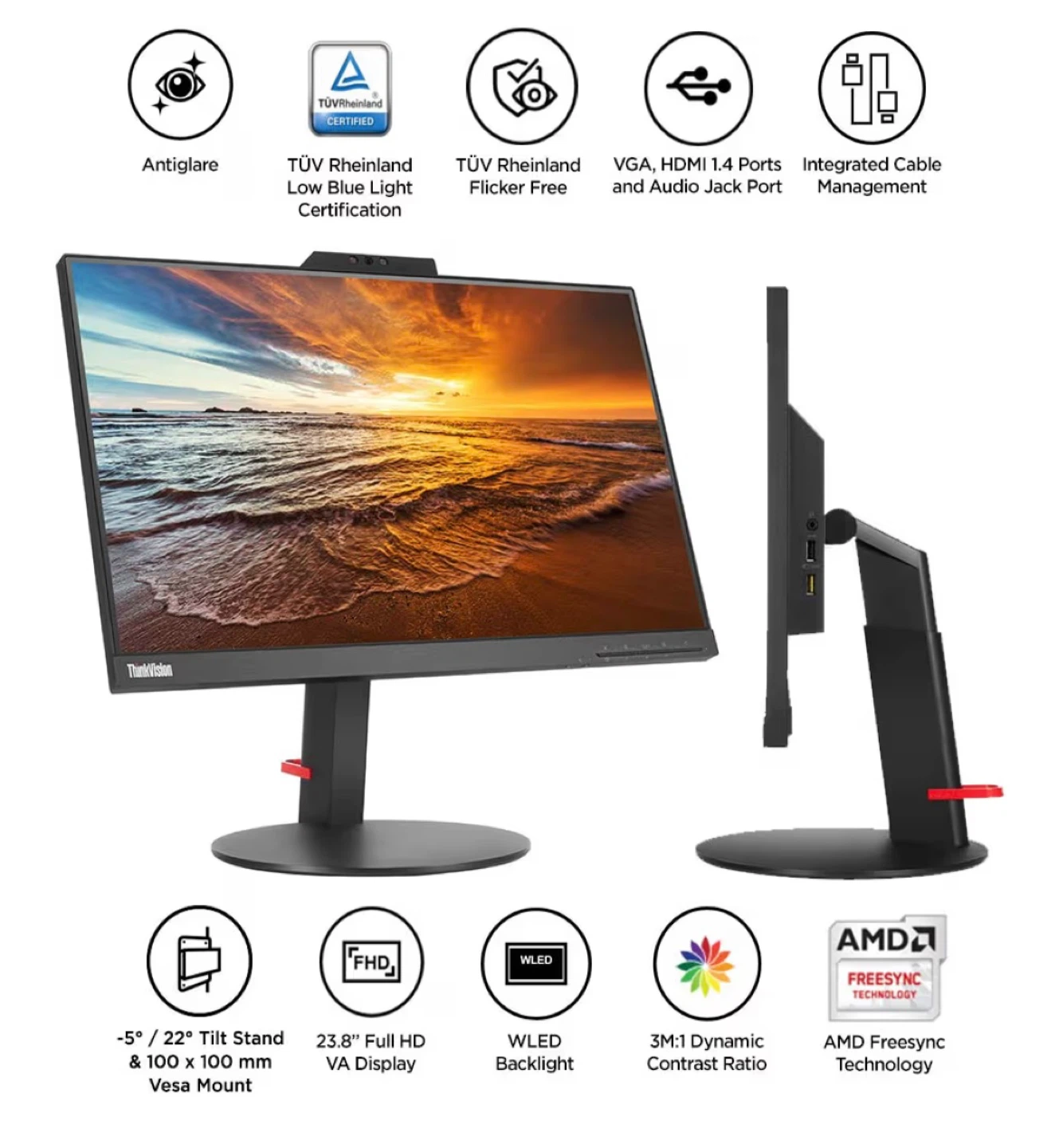 Lenovo ThinkVision T22v-20 21.5" FHD Monitor - photo 3