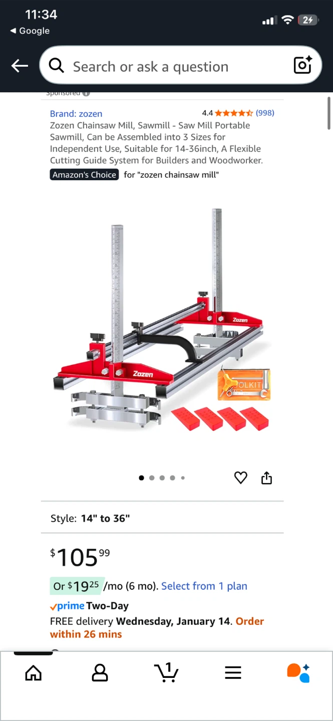 Zozen Chainsaw Mill, Portable Plank Milling Tool