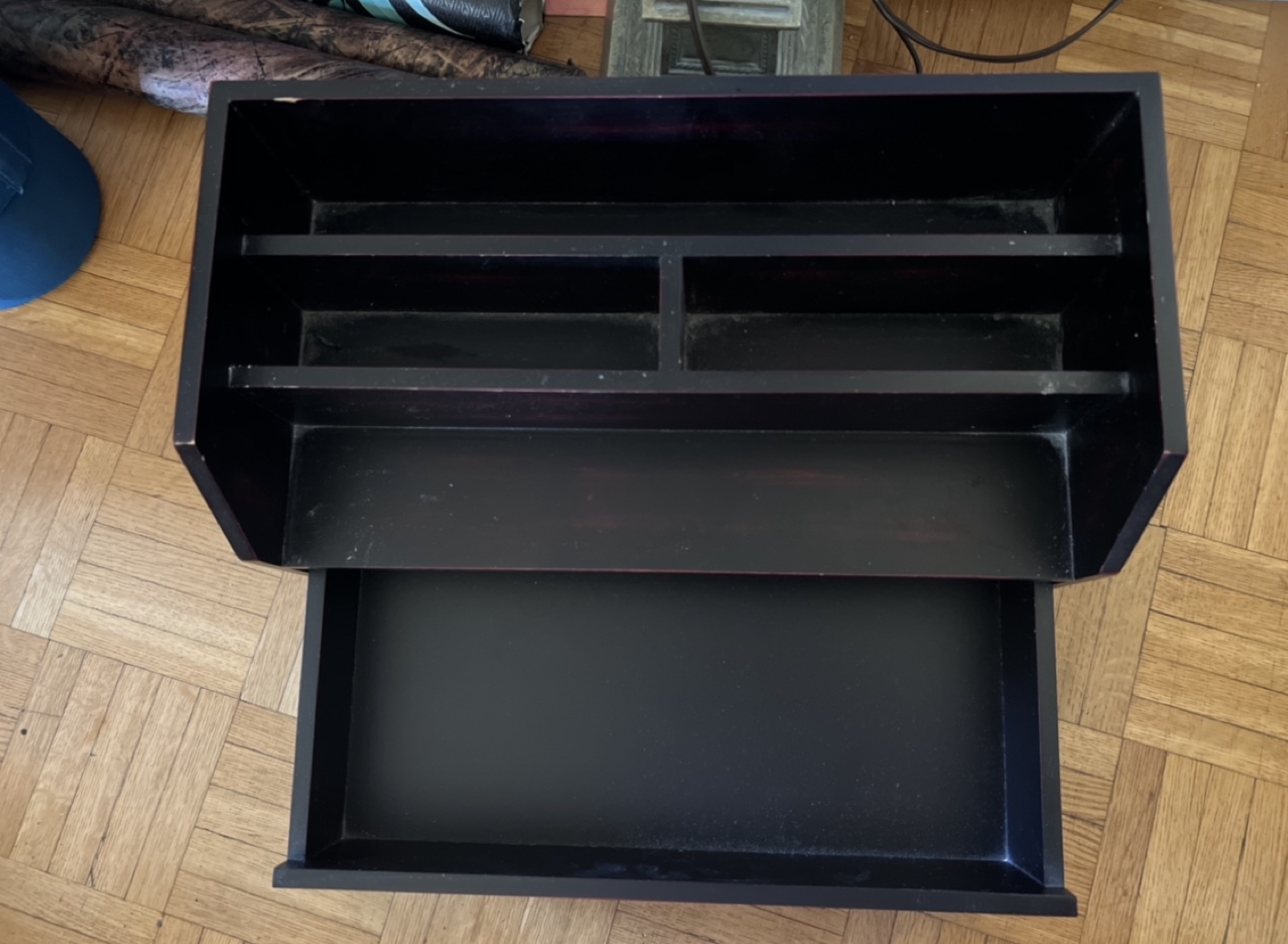 Vintage-Dark Brown Wooden Desk Organizer - photo 2