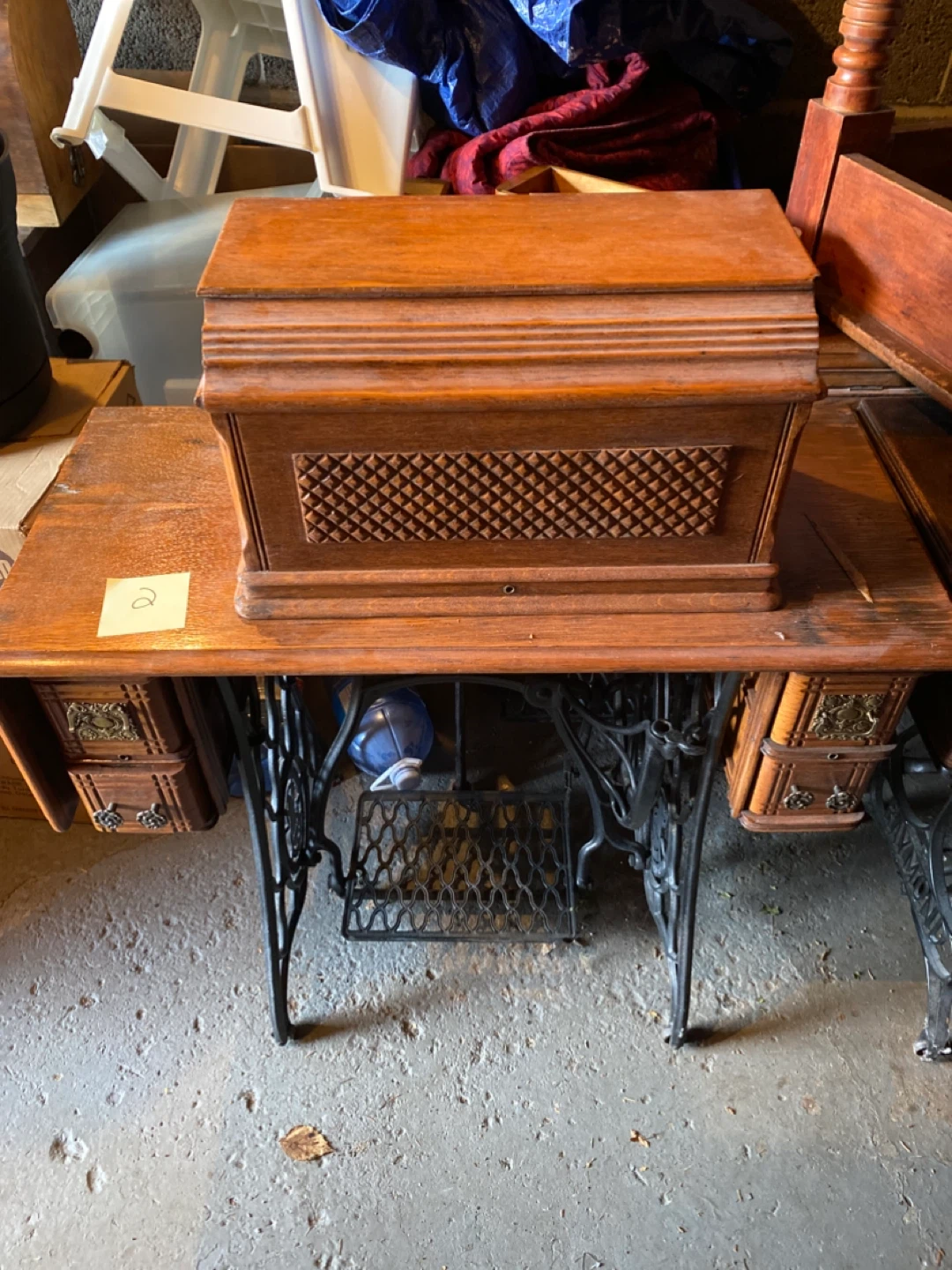 Antique Singer Sewing Machine with Table