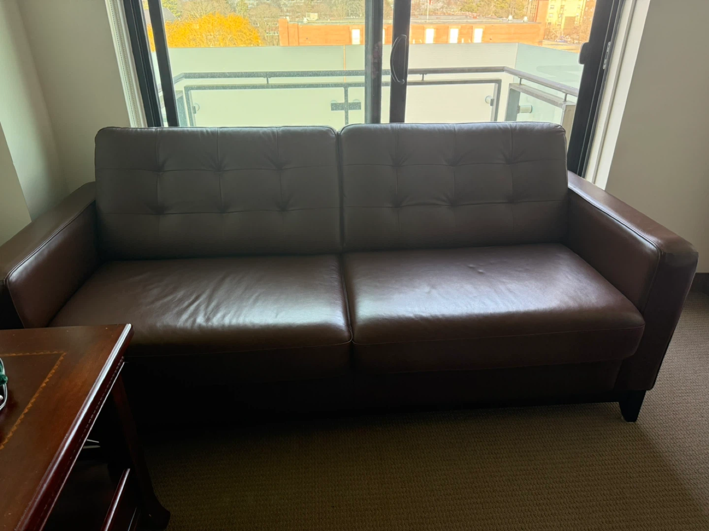 #freecycle# Brown Leather Sofa - photo 2