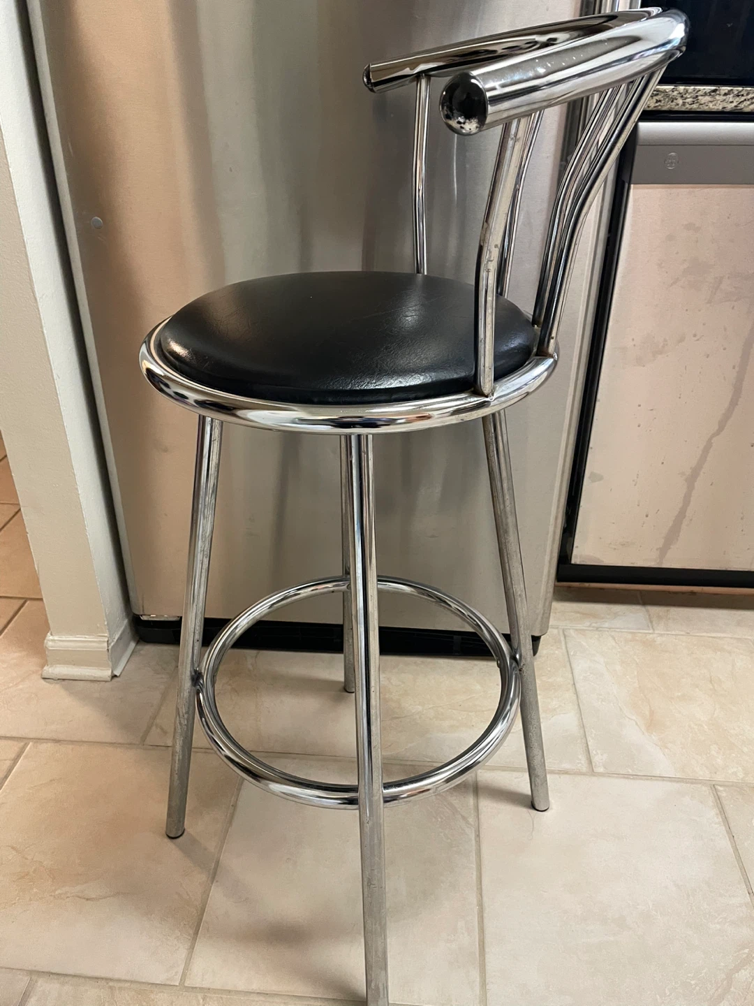 Counter height stool with Black Seat (Set of 1) - photo 2