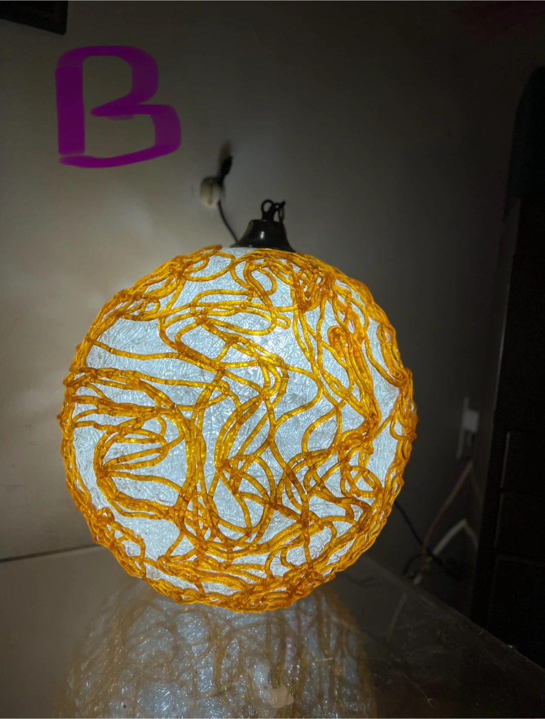 1960’s Spaghetti Resin MCM Lucite Hanging Swag Lamp