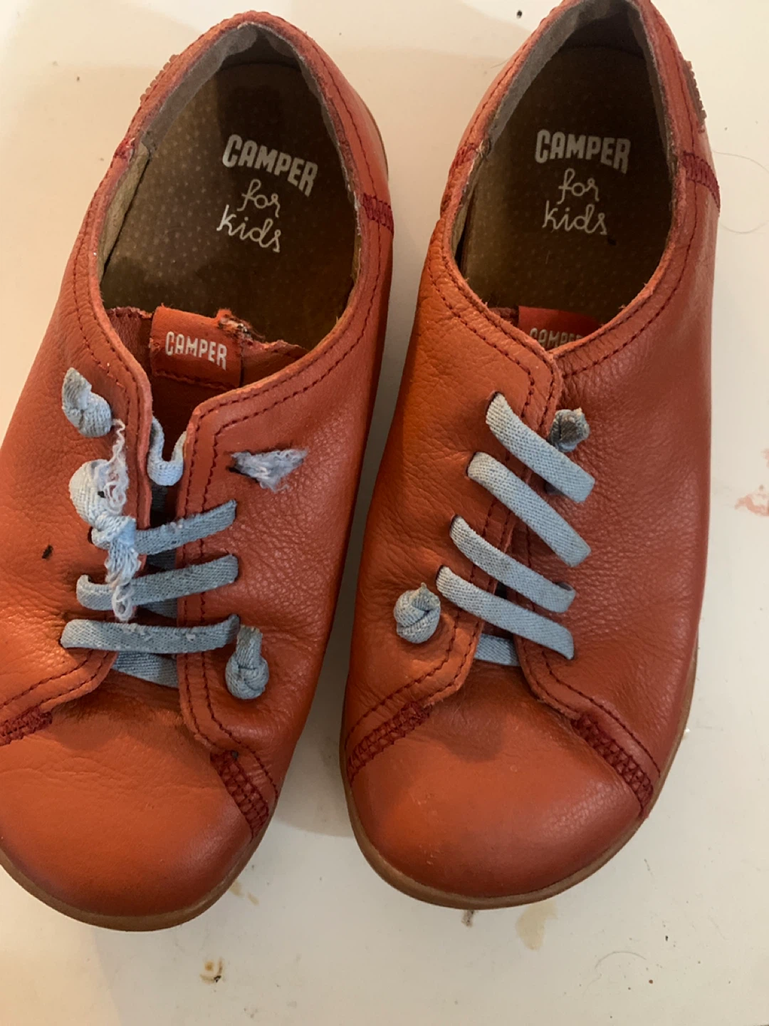 Camper Kids Shoes, Orange Leather- size 2