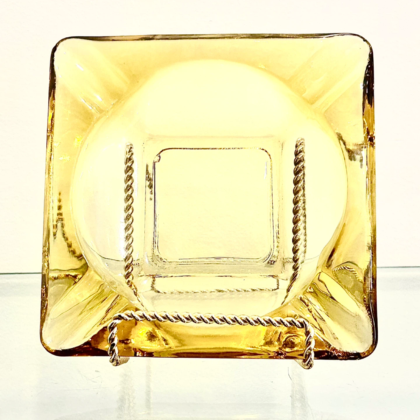 1960s Amber Art Glass Centro Tavola Murano-Style