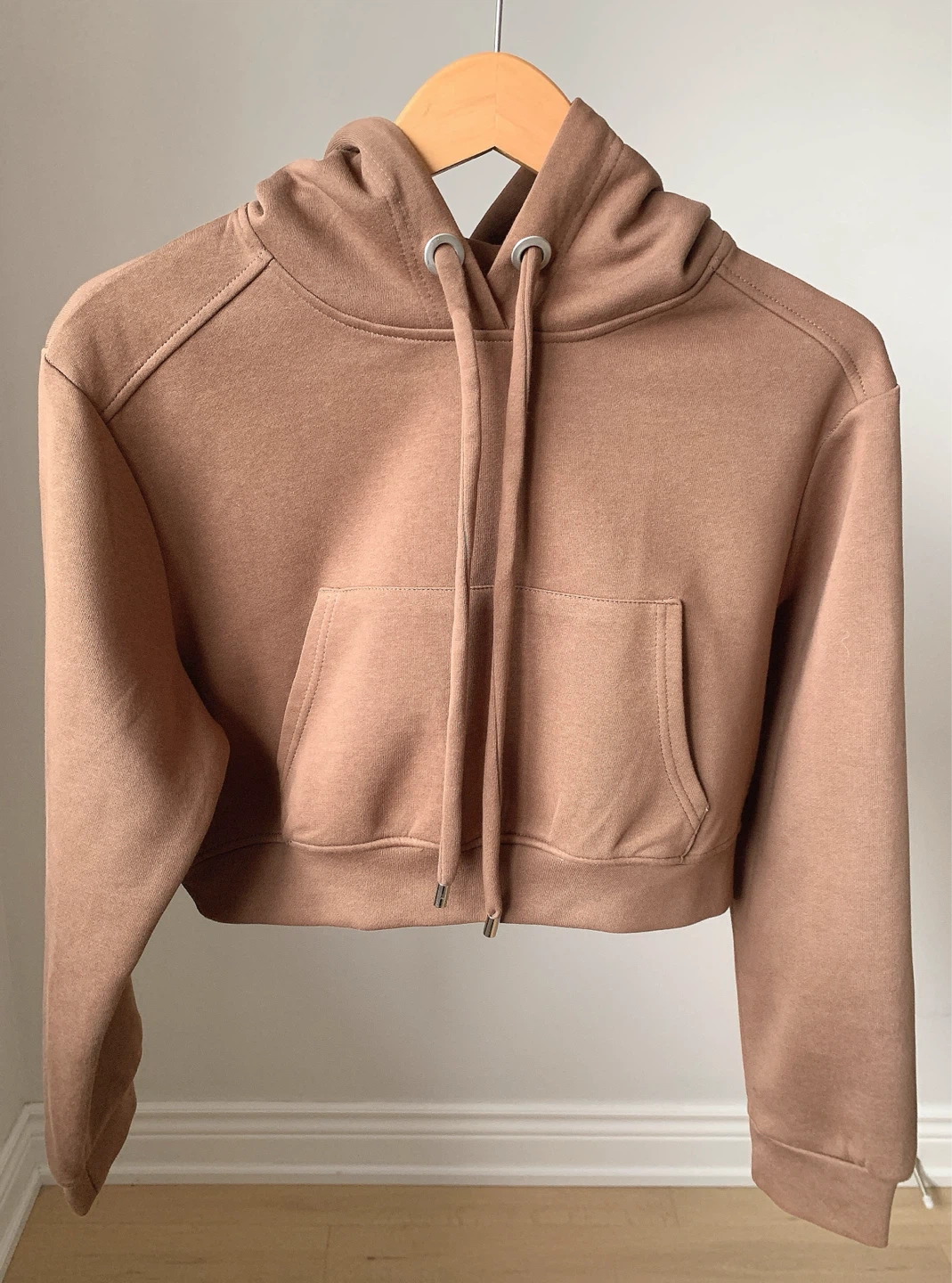 Brown Cropped Hoodie Sweatshirt | New Condition - photo 3