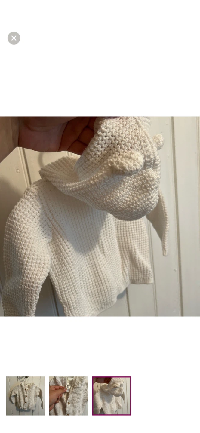 Carter's 9M White Knit Hooded Cardigan - photo 3