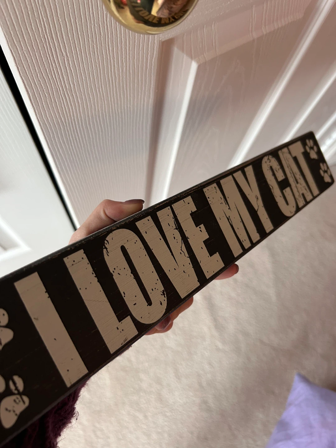 "I Love My Cat" Wooden Sign - photo 2