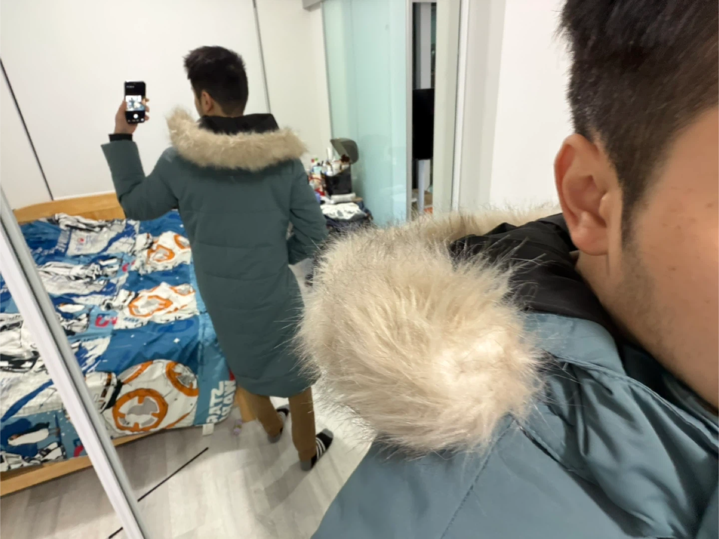 Long Puffer Coat winter jacker parka - Size L - photo 5