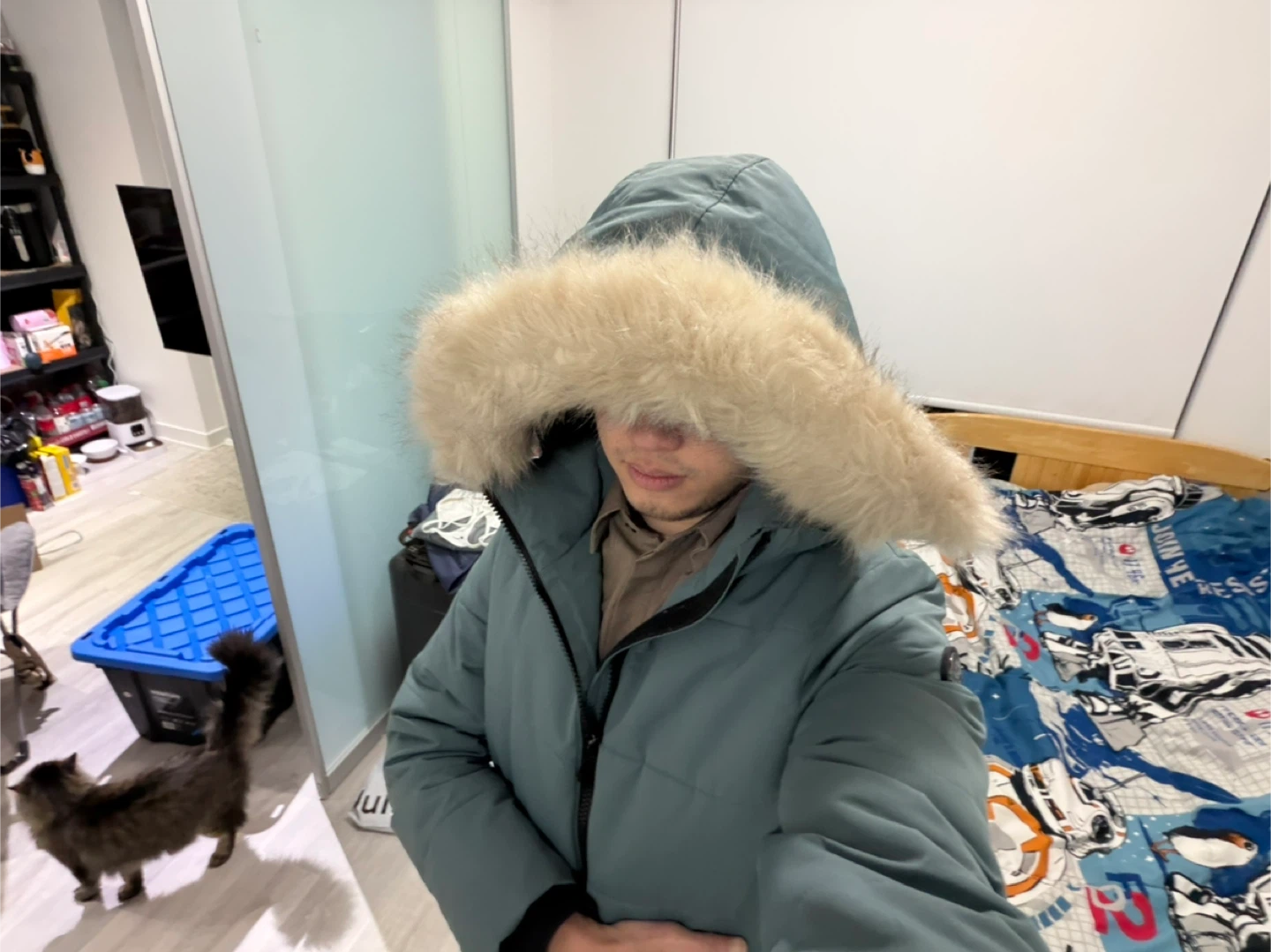 Long Puffer Coat winter jacker parka - Size L - photo 4