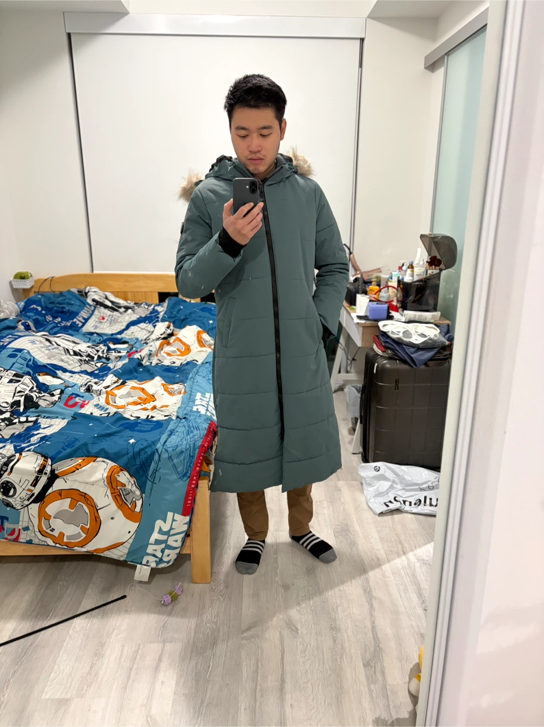 Long Puffer Coat winter jacker parka - Size L