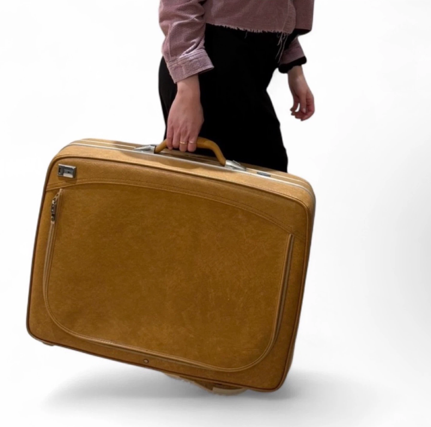Vintage 1950s DIONITE Large Leather Luggage Suitcase