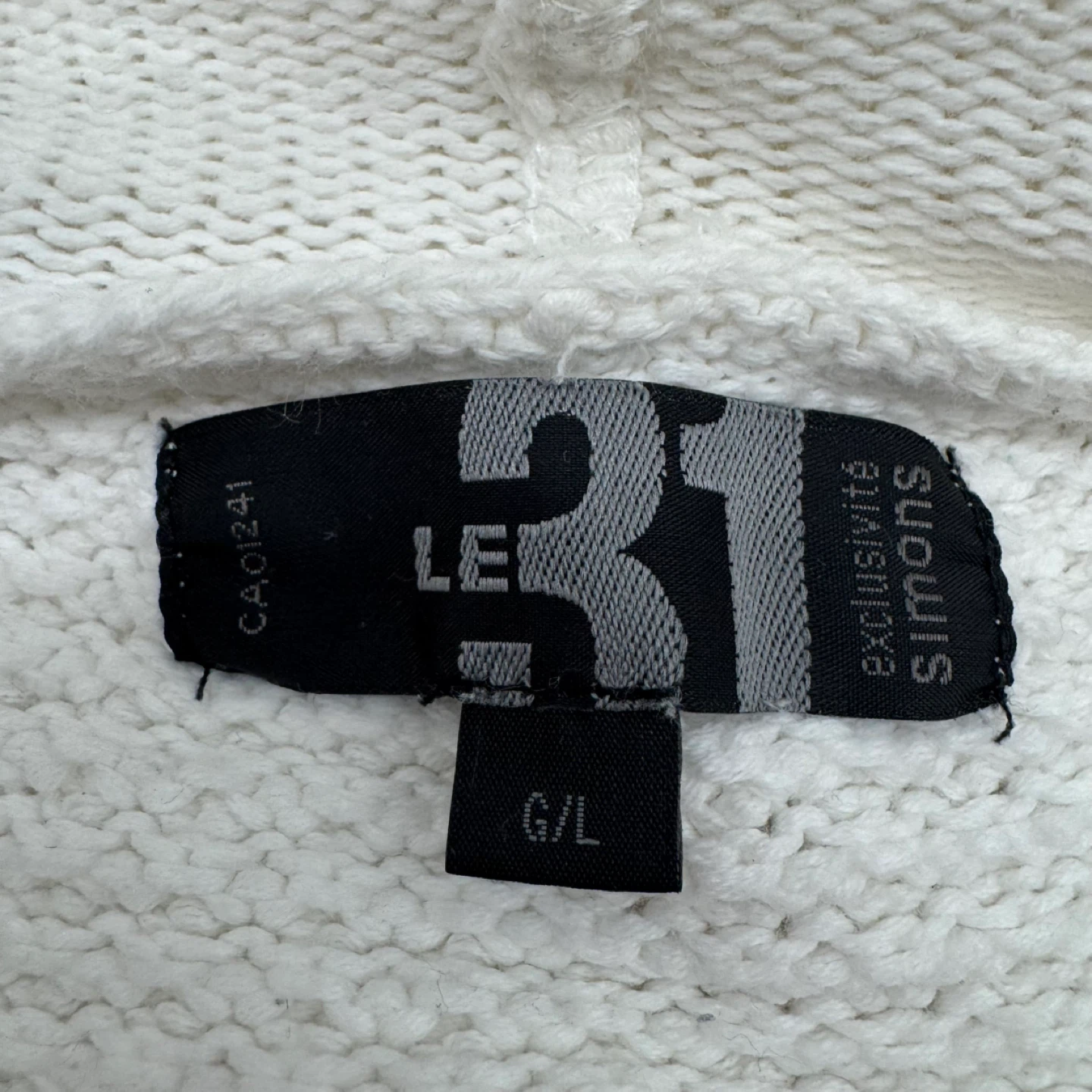 Men’s Cream Hooded Knit Cardigan Sweater Size L 100% Cotton - photo 5