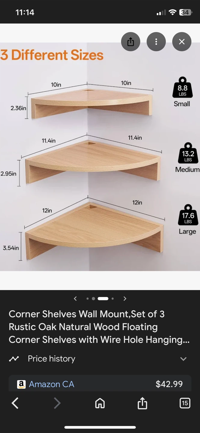 Brand new Wood colour Corner Shelves - Set of 3 - photo 2
