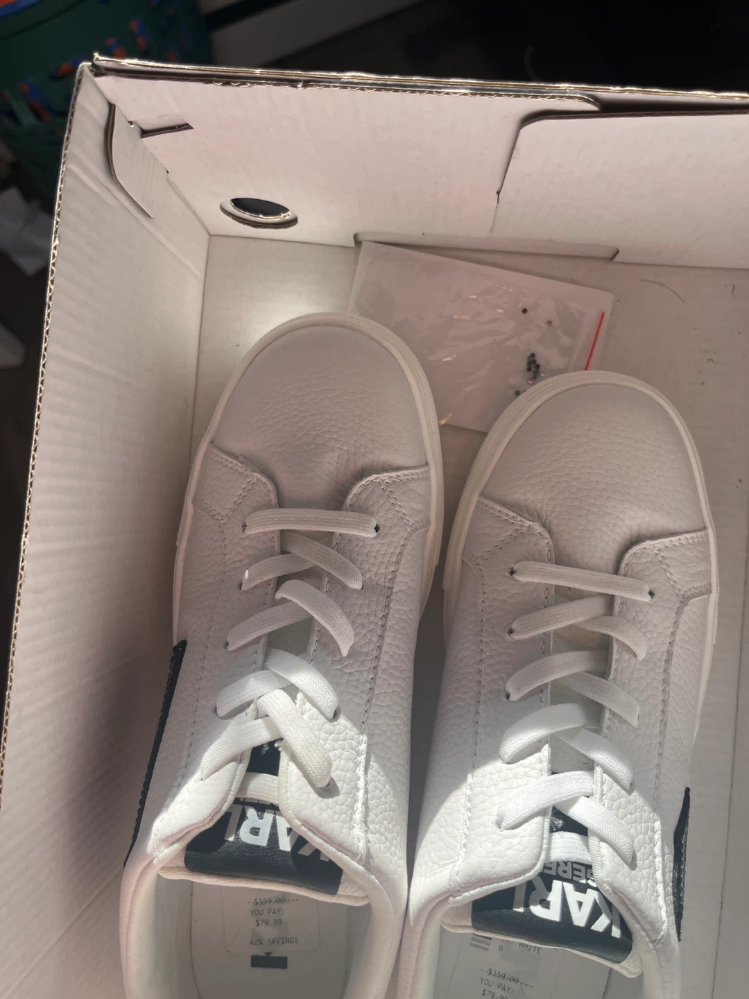 Karl Lagerfeld Paris White Leather Sneakers Size 6 - photo 5