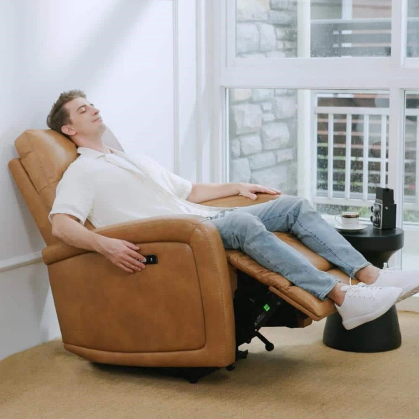 Brown Leather Power Recliner Chair