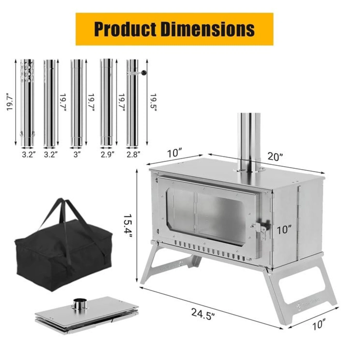 Portable Tent Stove with Bag