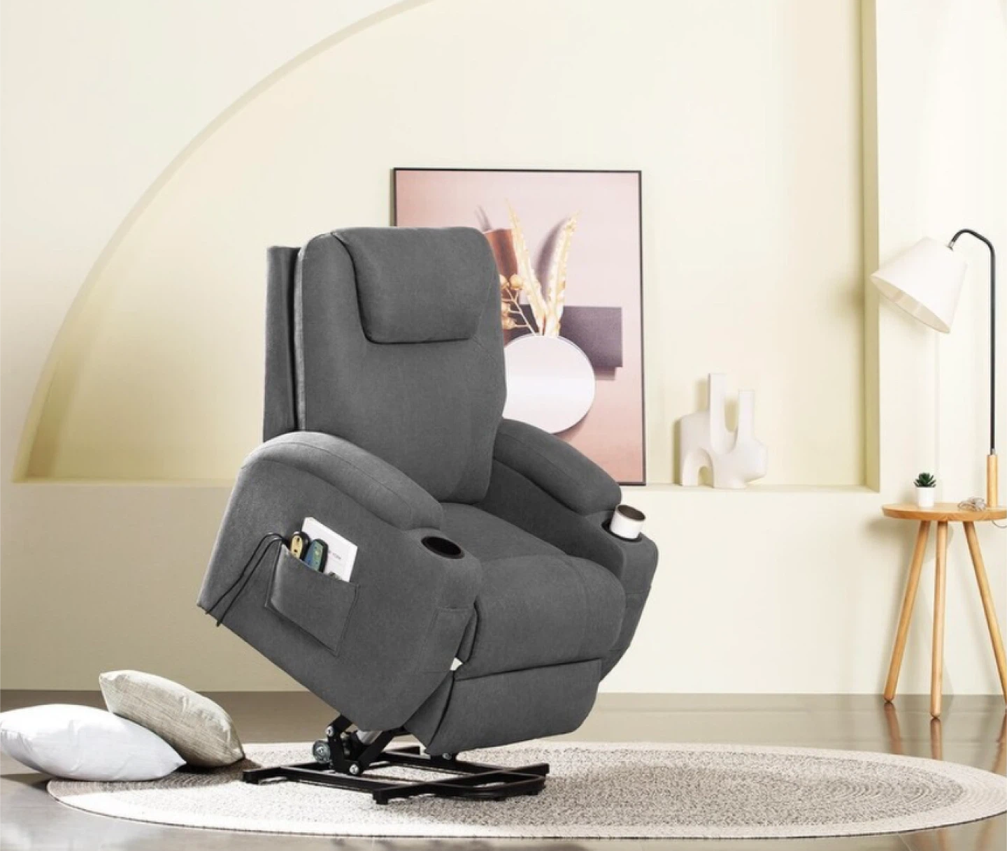 Grey Fabric Electric Power Lift Recliner Chair - photo 4