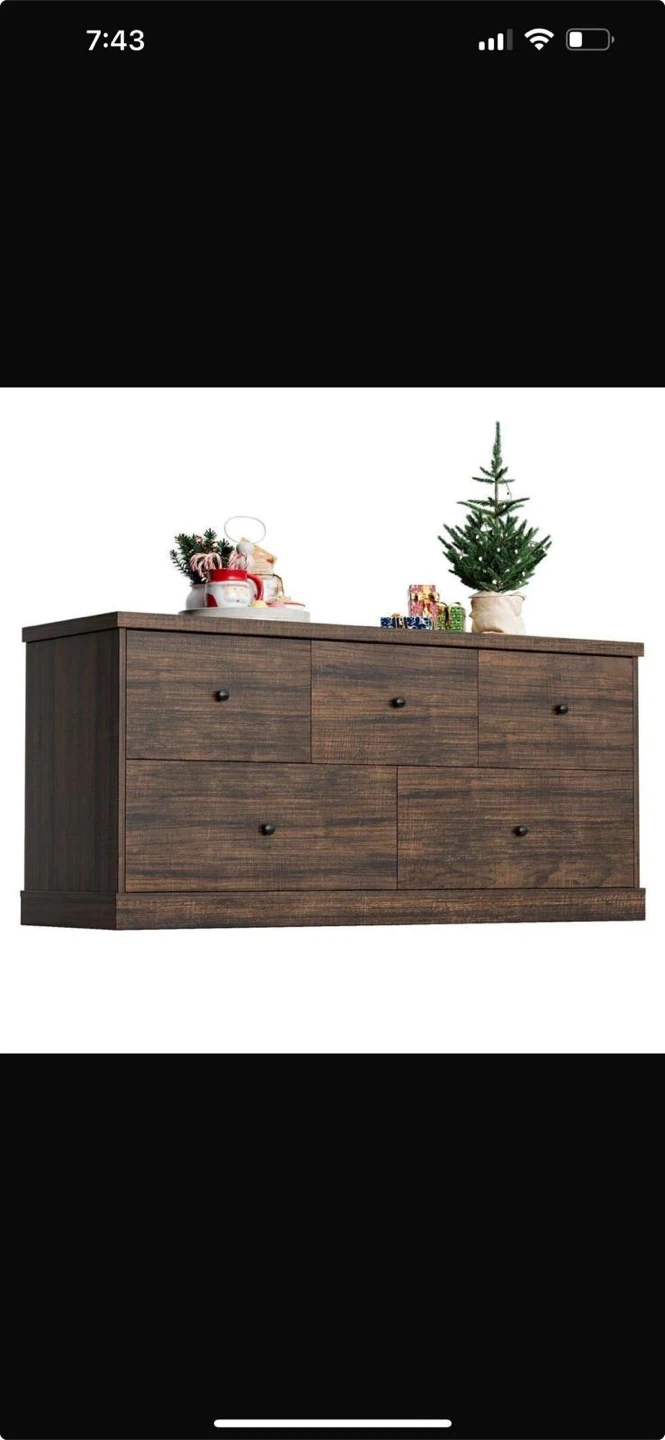 Dark Brown Wood Dresser with Metal Handles - photo 4