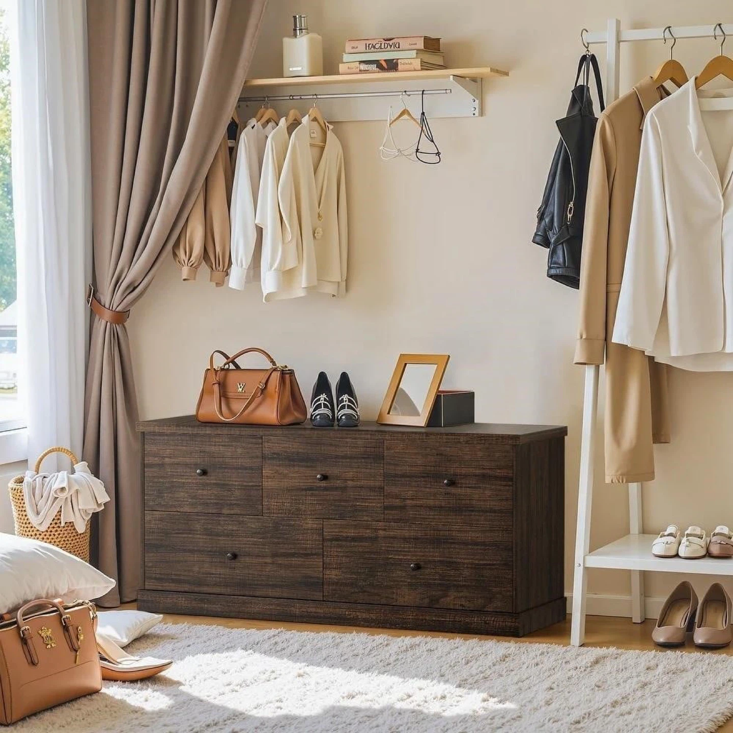 Dark Brown Wood Dresser with Metal Handles - photo 3