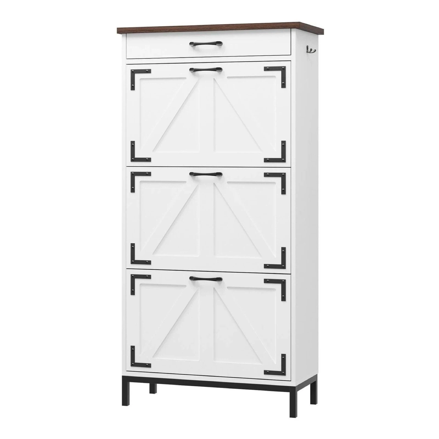 White Shoe Cabinet with Drawer - photo 2
