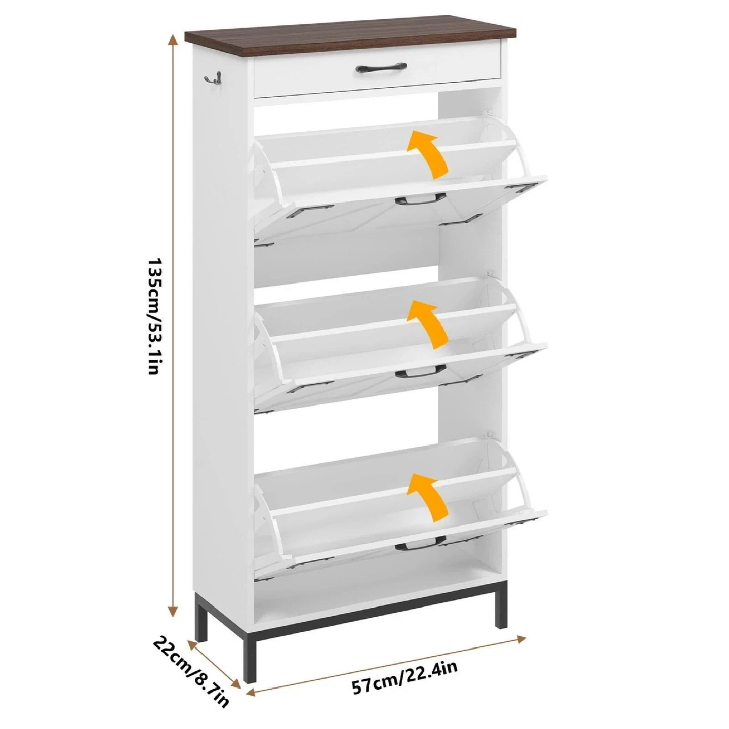 White Shoe Cabinet with Drawer - photo 3