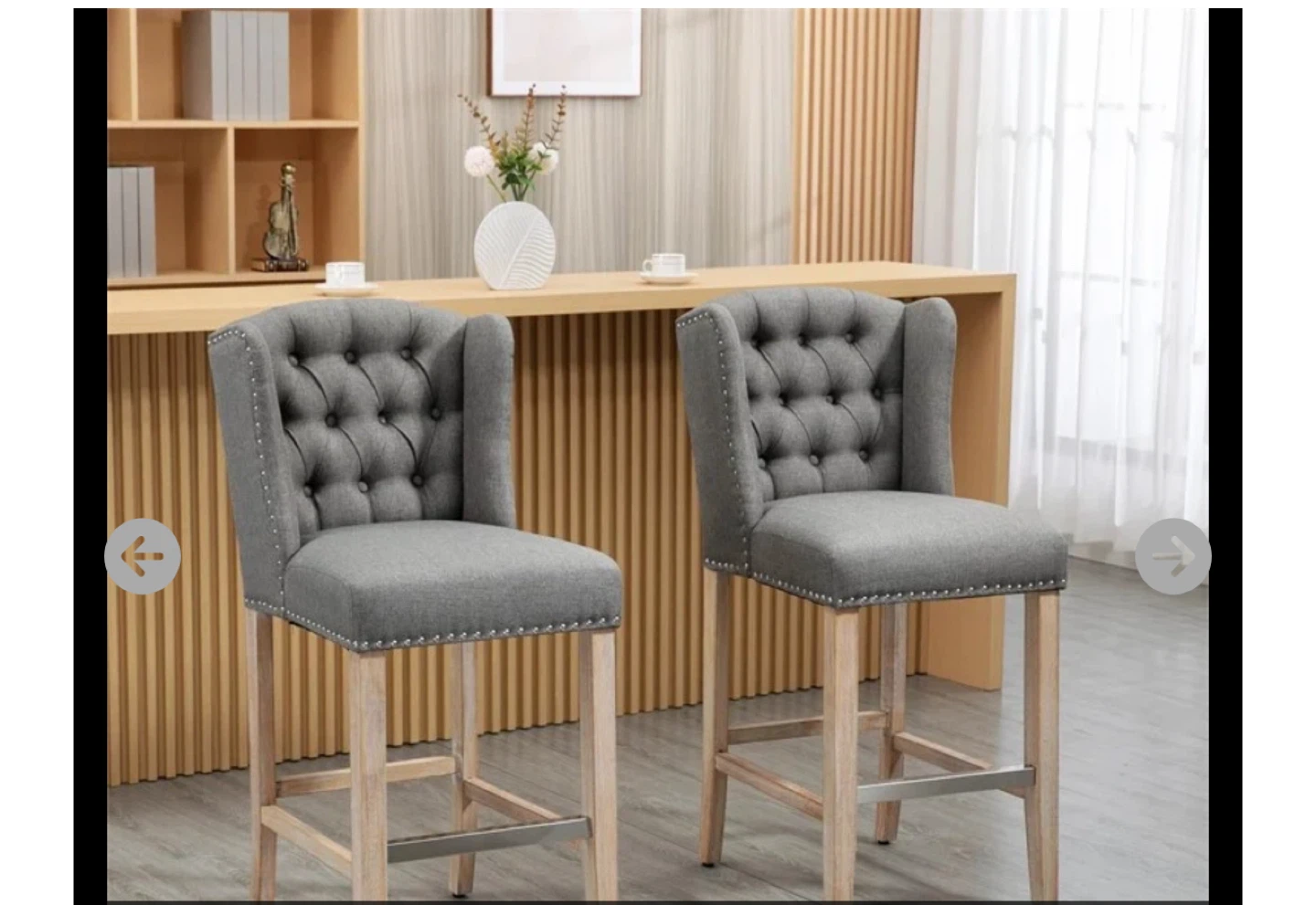 Grey Upholstered Bar Stools (Set of 2)