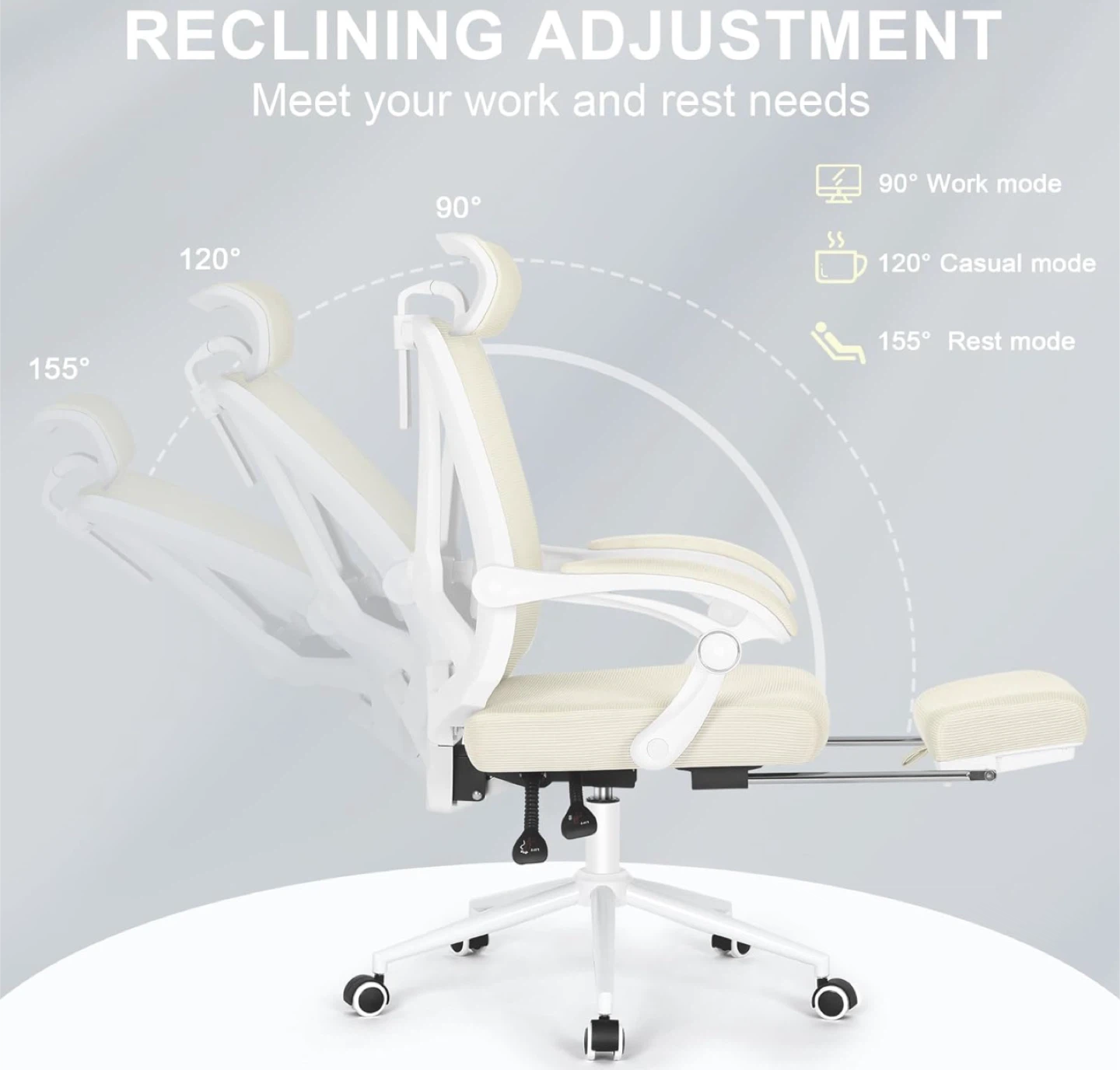 Ergonomic Office Chair with Lumbar Support - White - photo 3