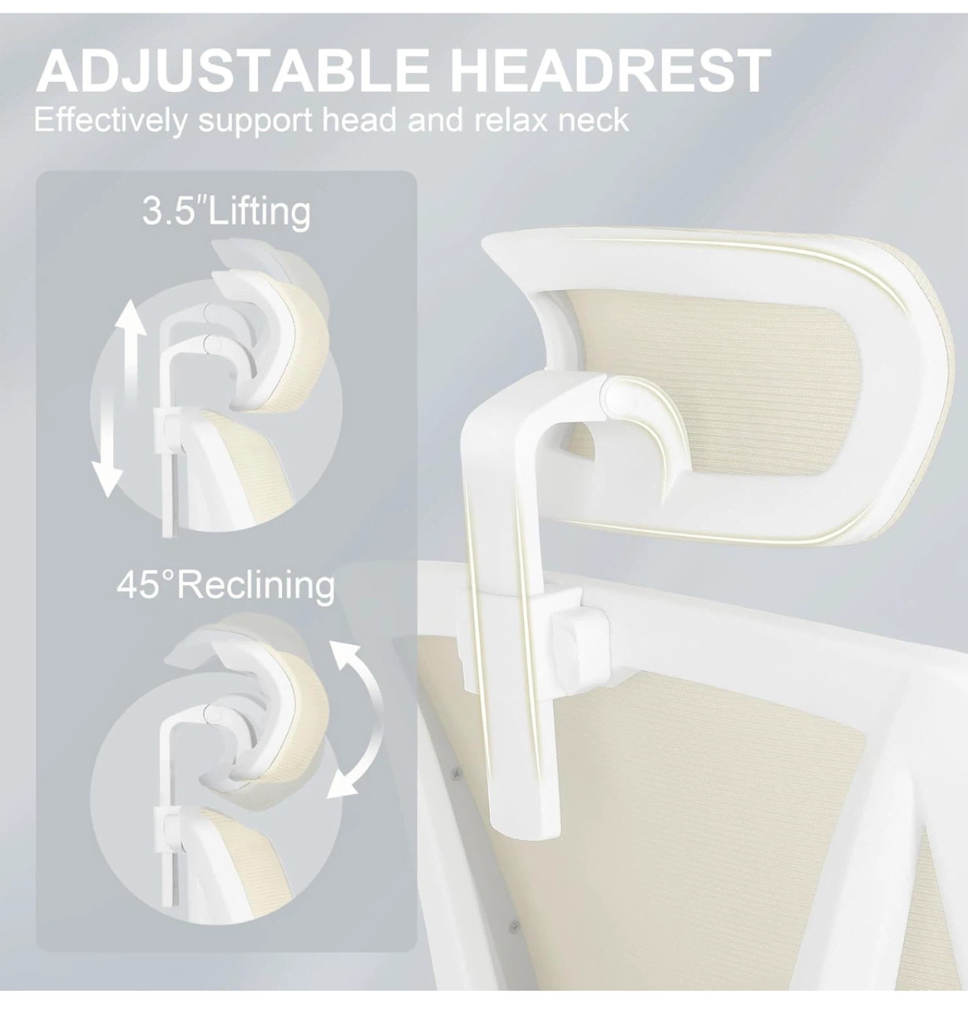 Ergonomic Office Chair with Lumbar Support - White - photo 4