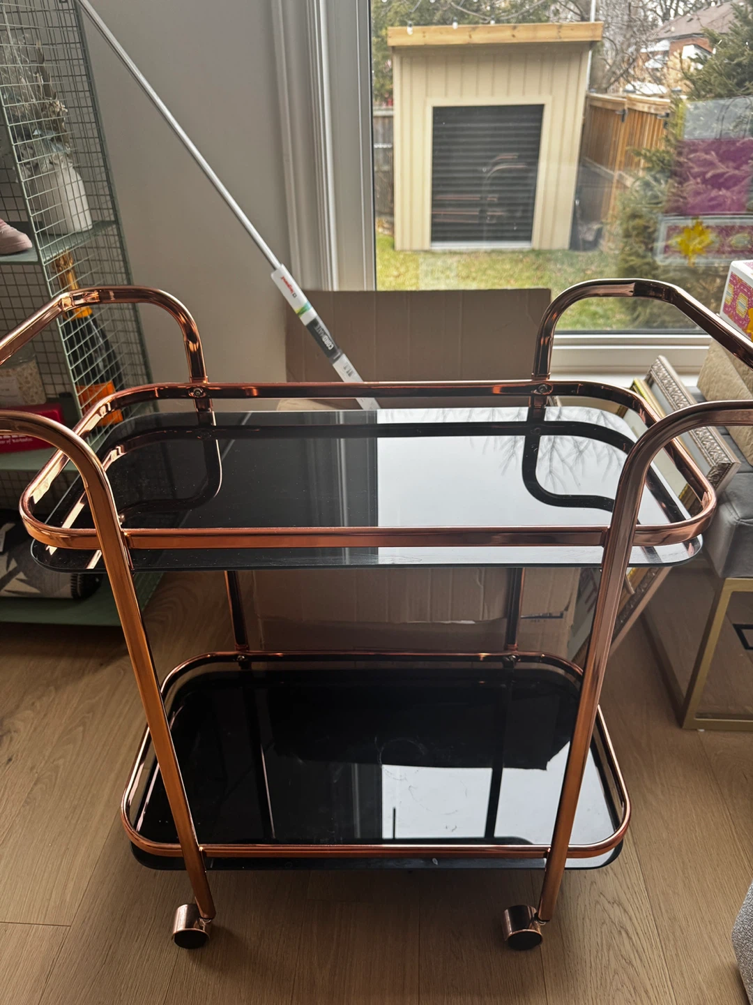 Copper/Rose Gold Finish Bar Cart