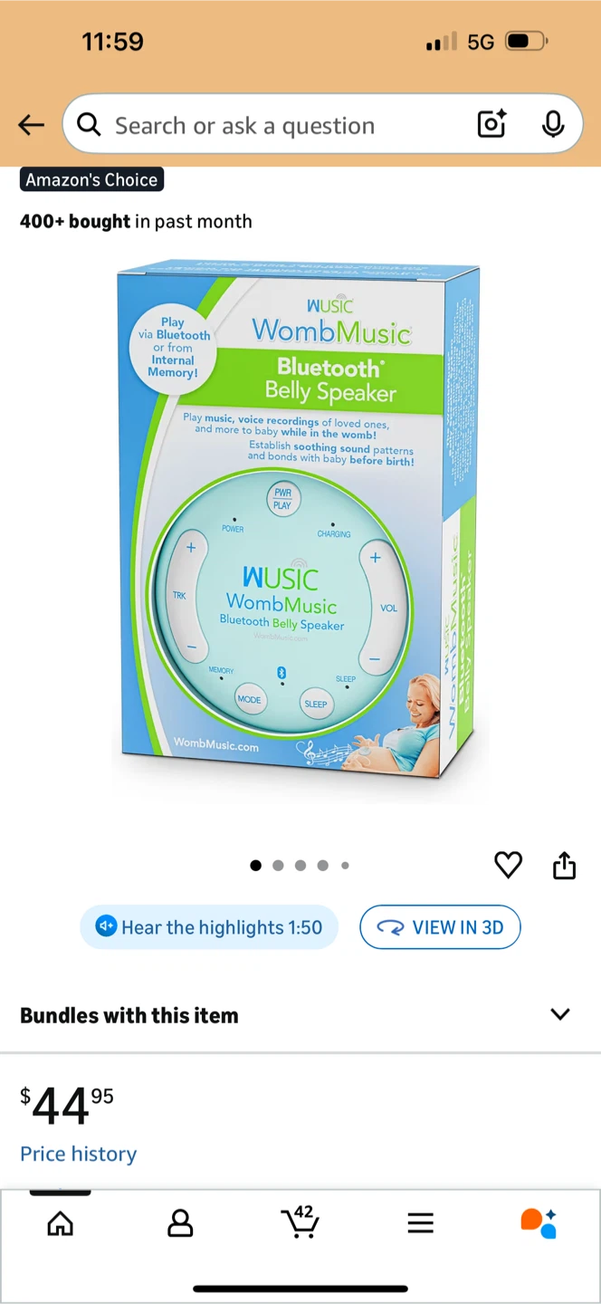 Wusic WombMusic Bluetooth Belly Speaker - New in Box! - photo 3