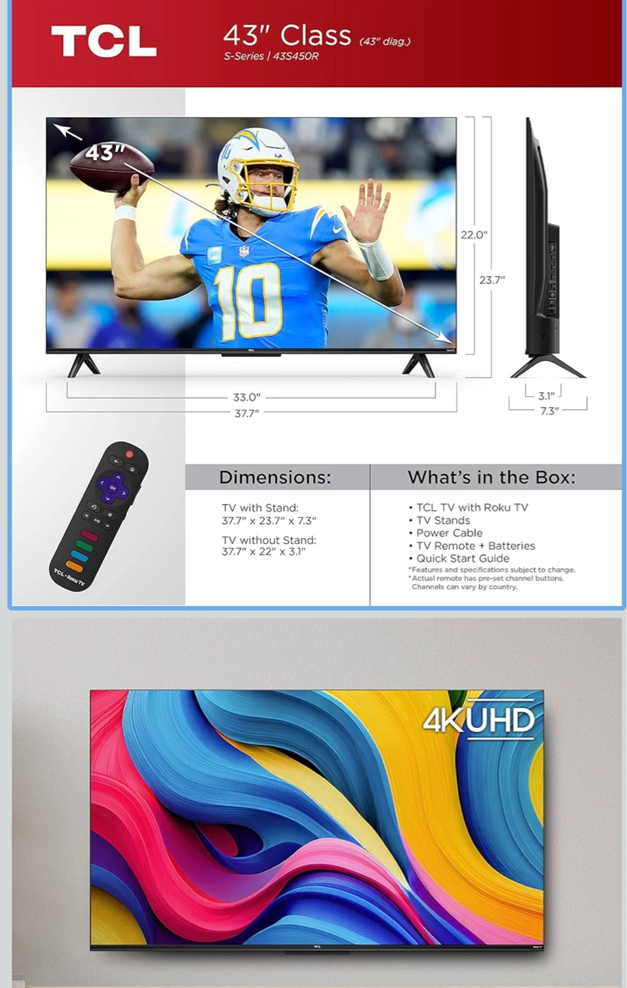 TCL 43" Class S-Series 43S450R Roku TV - photo 3