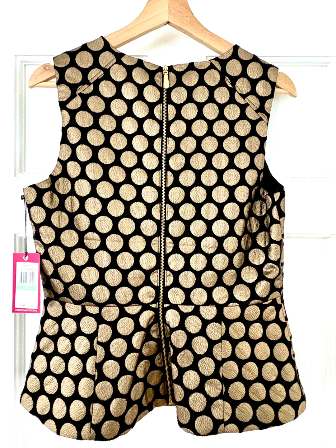 Vince Camuto Black & Gold Polka Dot Dress - Size 8 - photo 4