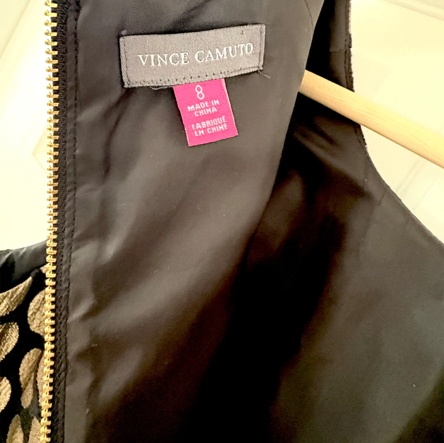 Vince Camuto Black & Gold Polka Dot Dress - Size 8 - photo 5