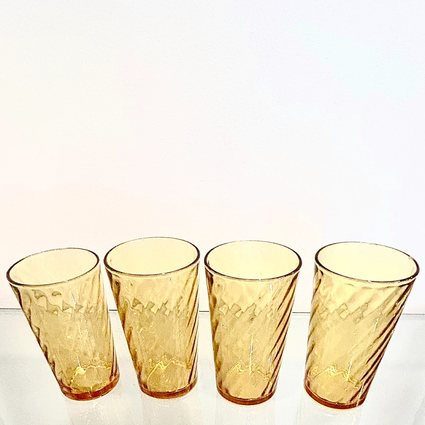 Vintage Amber Swirl Tumblers (Set of 4) Mid-Century Art Glass - photo 4