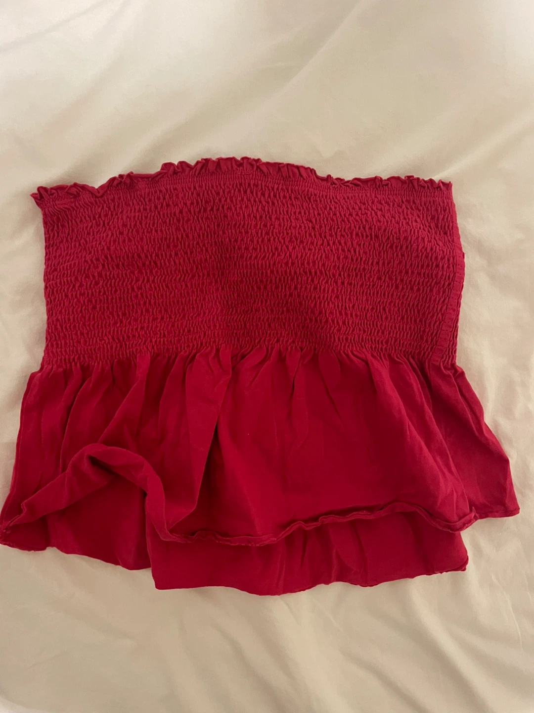 Red Smocked Tube Top