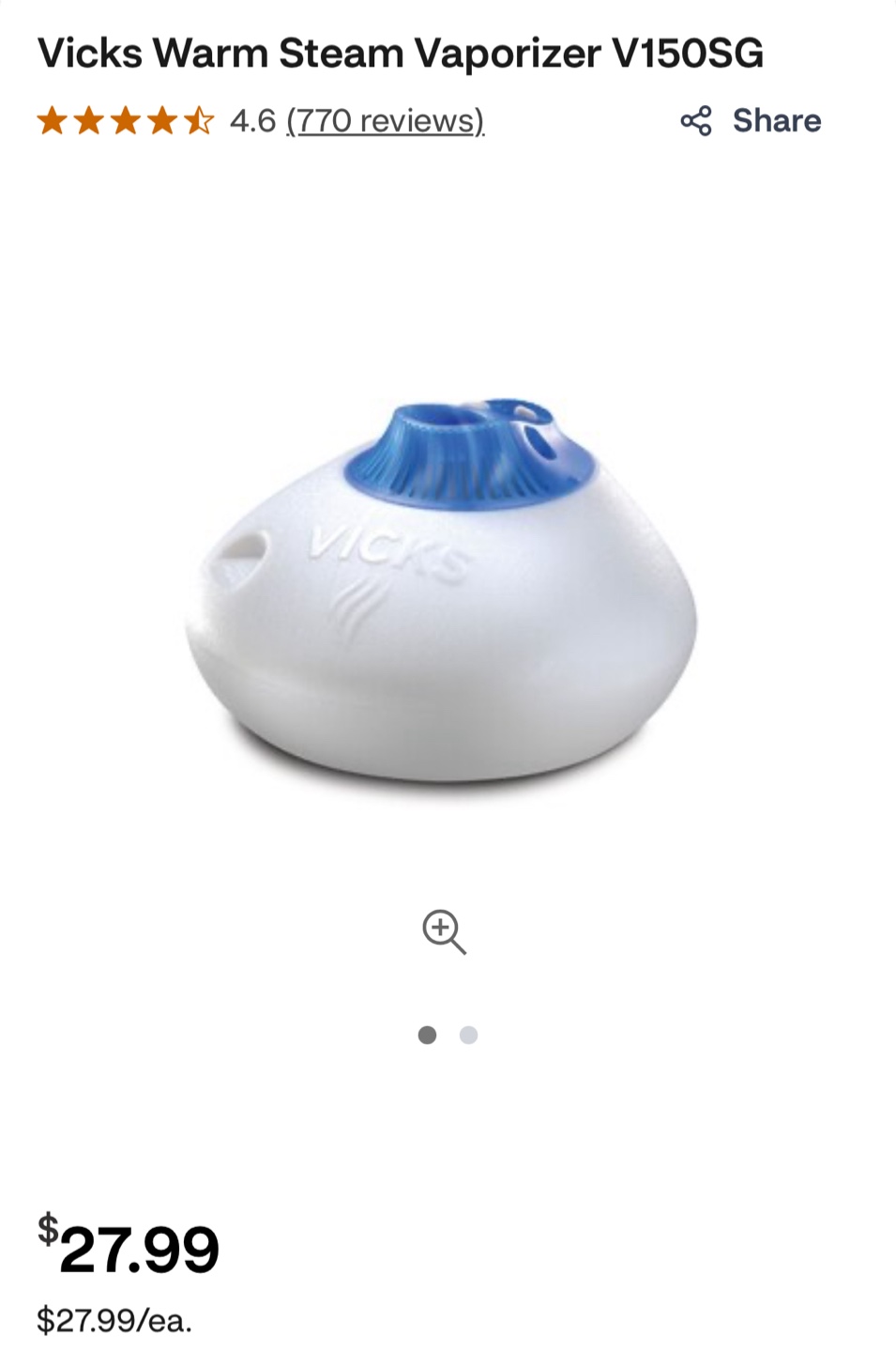 Vicks Warm Steam Vaporizer - photo 2