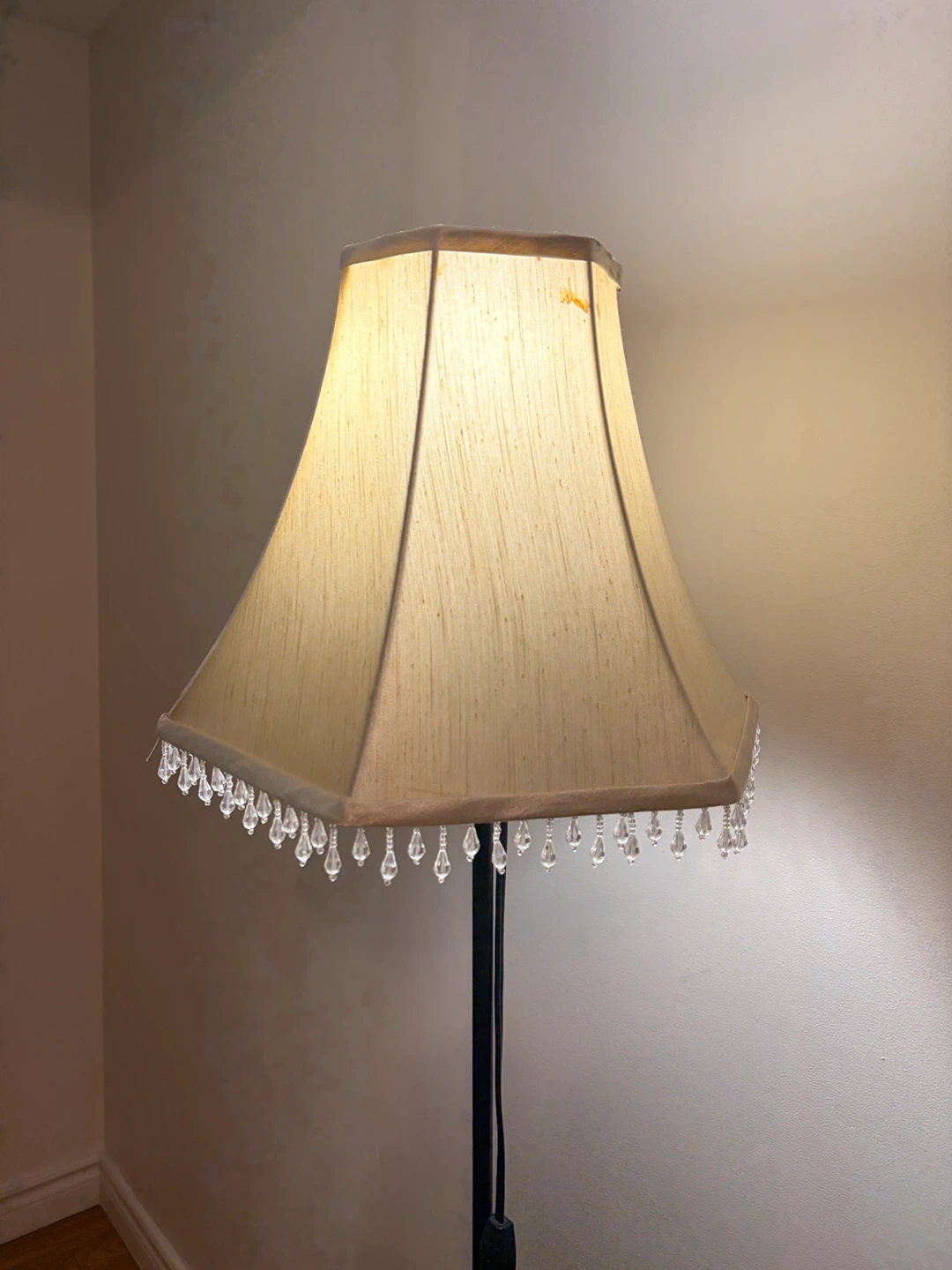 Floor Lamp with Beaded Shade - Beige